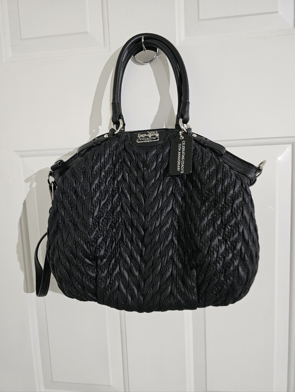 Coach Quilted Black Women's Satchel Handbag -75th Anniversary Edition - Picture 6 of 15